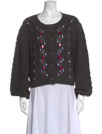 Pre-owned Cinq À Sept Scoop Neck Sweater In Gray
