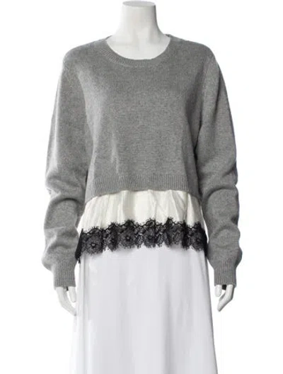 Pre-owned Cinq À Sept Scoop Neck Sweater In Gray