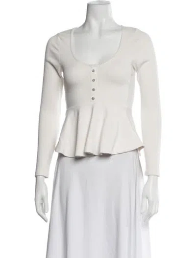 Pre-owned Cinq À Sept Scoop Neck Sweater In White