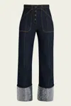 Cinq À Sept Sequin Cuffed Benji Pant In Indigo Clear