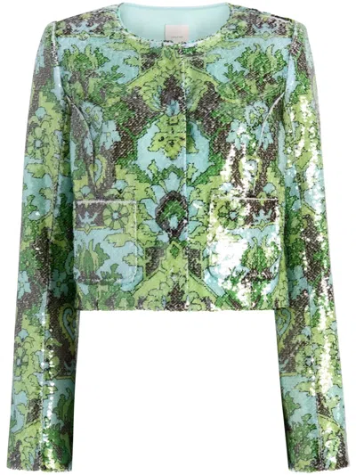 Cinq À Sept Sequin Damask Aspen Jacket In Blue