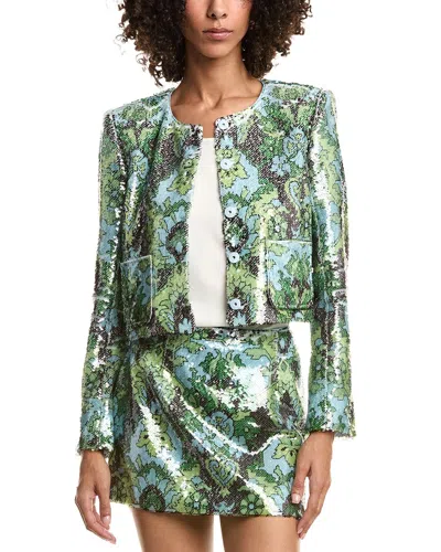 Cinq À Sept Sequin Damask Aspen Jacket In Green