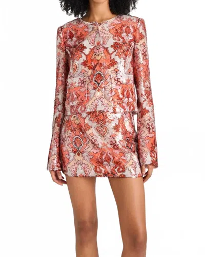 Cinq À Sept Sequin Damask Aspen Jacket In Pink Poppy Multi