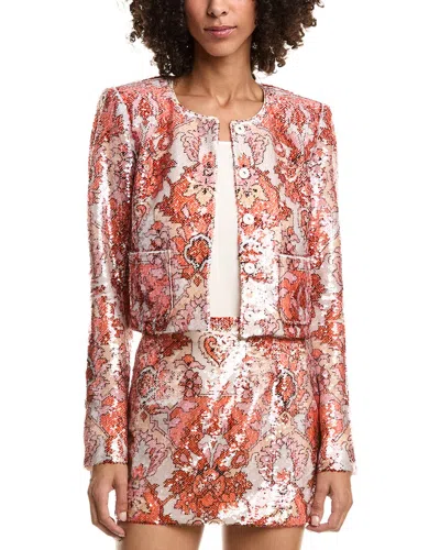 Cinq À Sept Sequin Damask Aspen Jacket In Red