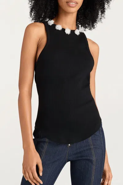 CINQ À SEPT SEQUIN DOT LIZZIE TANK IN BLACK