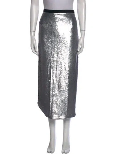 Pre-owned Cinq À Sept Sequin Embellishments Midi Length Skirt W/ Tags In Black