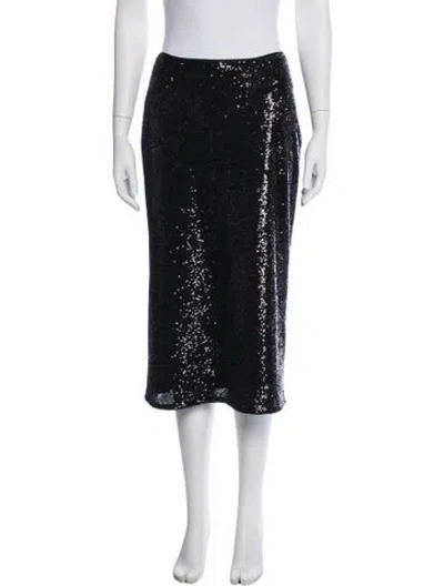 Pre-owned Cinq À Sept Sequin Embellishments Midi Length Skirt W/ Tags In Black