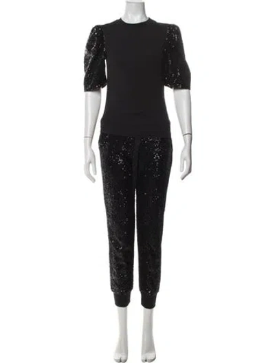 Pre-owned Cinq À Sept Sequin Embellishments Pant Set In Blue