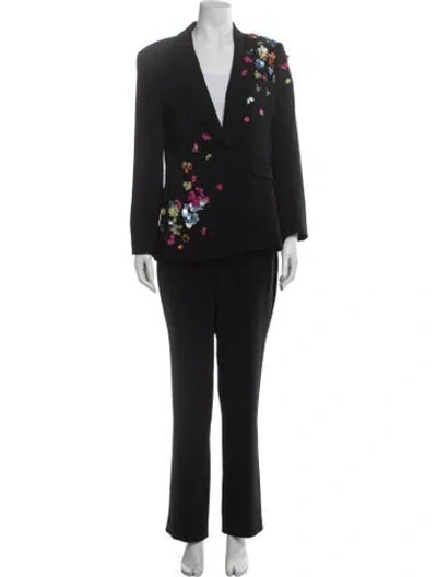 Pre-owned Cinq À Sept Sequin Embellishments Pantsuit In Black