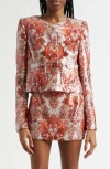 Cinq À Sept Cinq A Sept Sequin Damask Jacket In Pink Poppy Multi