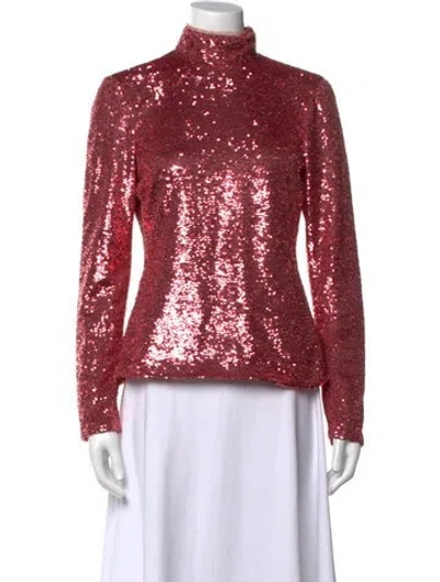 Pre-owned Cinq À Sept Sequin Mock Neck Blouse
