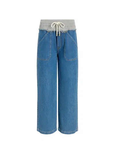 Cinq À Sept Serena Drawstring Wide-leg Jeans In Blue