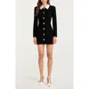 Cinq À Sept Sheryl Crystal Button Long Sleeve Coat Minidress In Black