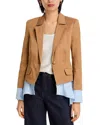 Cinq À Sept Shilo Ruffled-hem Single-breasted Jacket In Brown