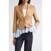 Cinq À Sept Shilo Ruffled-hem Single-breasted Jacket In Brown