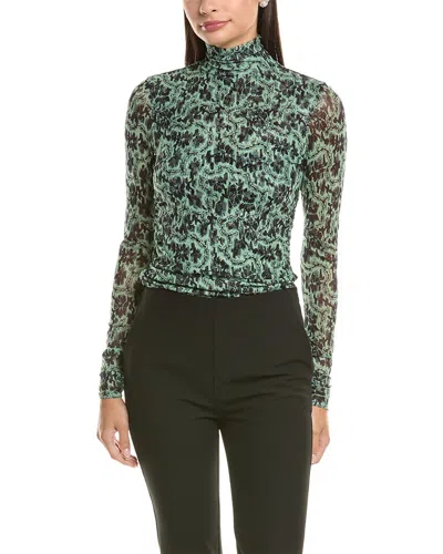 Cinq À Sept Shirred Mesh Top In Green