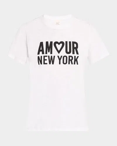 Cinq À Sept Short-sleeve Amour Heart Tee In White/black