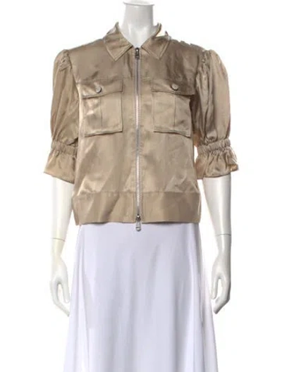 Pre-owned Cinq À Sept Short Sleeve Button-up Top W/ Tags In Neutrals