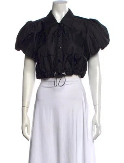 Pre-owned Cinq À Sept Short Sleeve Crop Top W/ Tags In Black