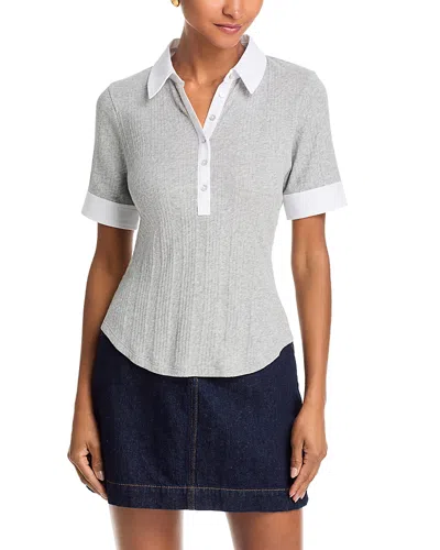 Cinq À Sept Cinq A Sept Short Sleeve Jaden Top In Gray