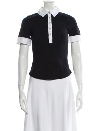 Pre-owned Cinq À Sept Short Sleeve Polo In Black