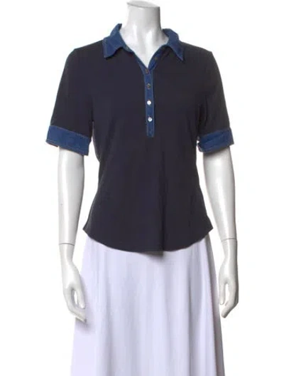 Pre-owned Cinq À Sept Short Sleeve Polo In Blue