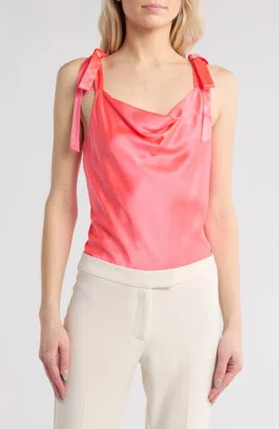 Cinq À Sept Shoulder Tied Marta Cami In Neon Coral