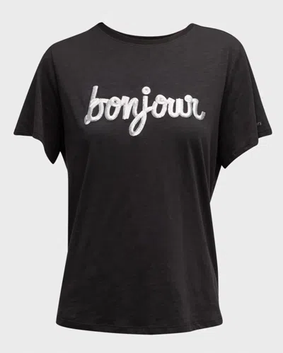 Cinq À Sept Shrunken Fringe Bonjour Tee In Black