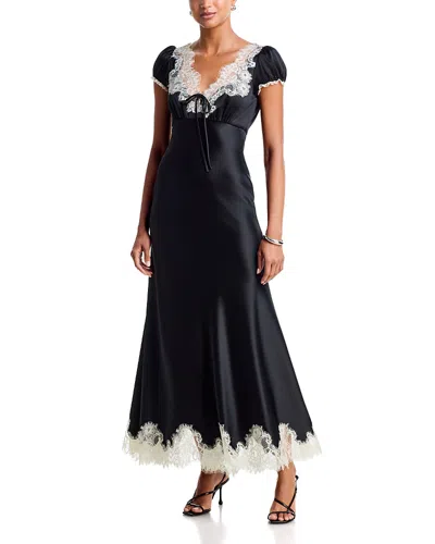 Cinq À Sept Cinq A Sept Sienne Lace Trim Satin Maxi Dress In Black