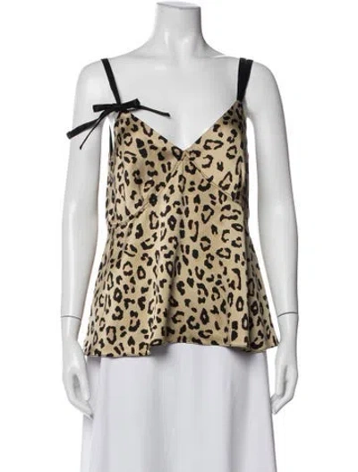 Pre-owned Cinq À Sept Silk Animal Print Top In Multicolor