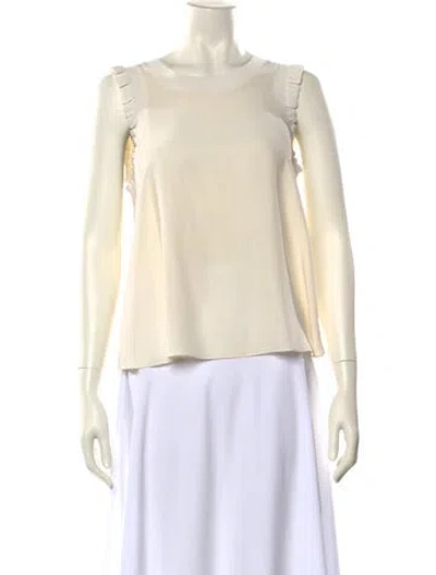 Pre-owned Cinq À Sept Silk Bateau Neckline Blouse In Neutral
