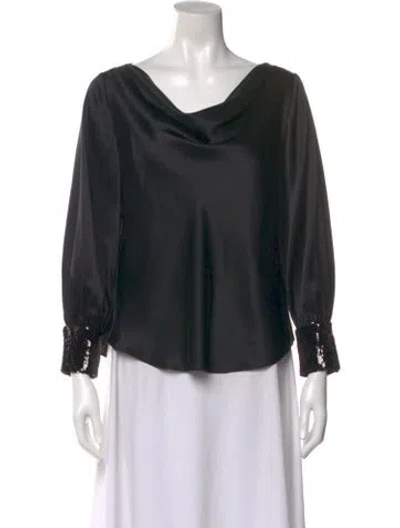 Pre-owned Cinq À Sept Silk Cowl Neck Blouse In Black