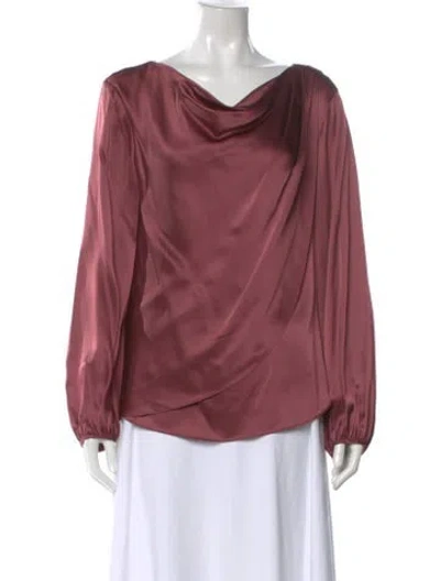 Pre-owned Cinq À Sept Silk Cowl Neck Blouse In Pink
