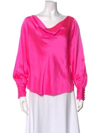 Pre-owned Cinq À Sept Silk Cowl Neck Blouse W/ Tags In Pink
