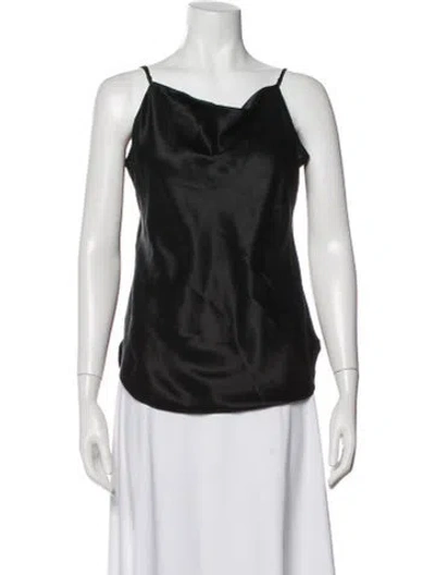 Pre-owned Cinq À Sept Silk Cowl Neck Top In Black