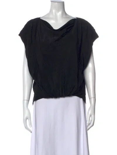 Pre-owned Cinq À Sept Silk Cowl Neck Top In Black