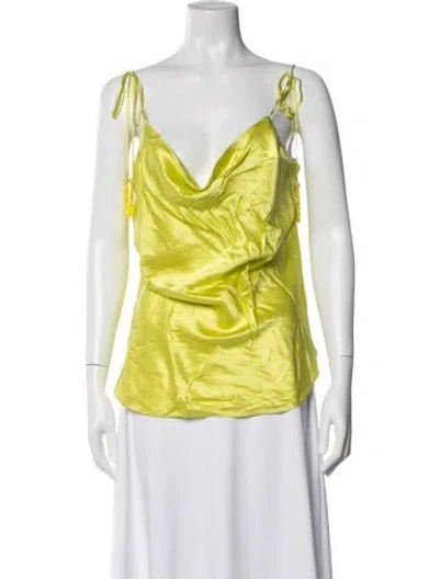 Pre-owned Cinq À Sept Silk Cowl Neck Top In Green