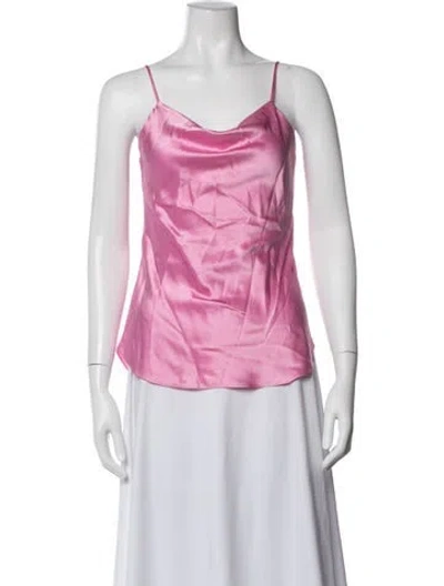 Pre-owned Cinq À Sept Silk Cowl Neck Top In Pink