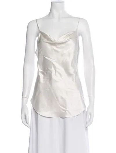 Pre-owned Cinq À Sept Silk Cowl Neck Top W/ Tags In White