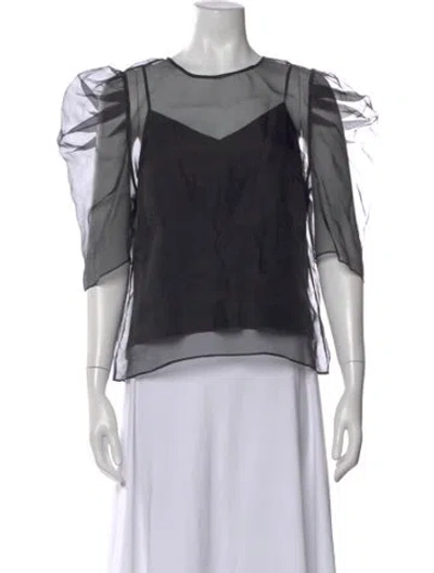 Pre-owned Cinq À Sept Silk Crew Neck Blouse In Black