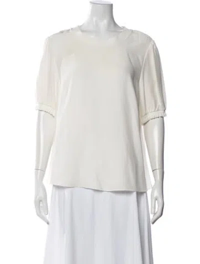 Pre-owned Cinq À Sept Silk Crew Neck Blouse In Neutral