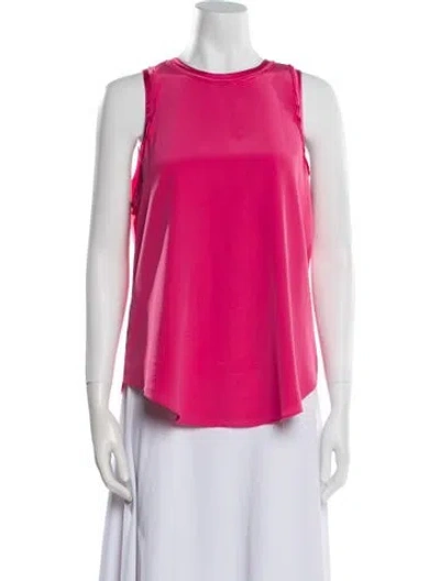 Pre-owned Cinq À Sept Silk Crew Neck Blouse In Pink