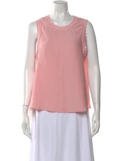 Pre-owned Cinq À Sept Silk Crew Neck Blouse In Pink