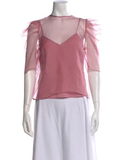 Pre-owned Cinq À Sept Silk Crew Neck Blouse In Pink