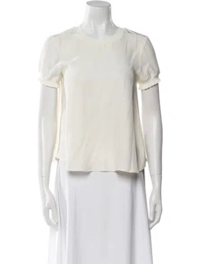 Pre-owned Cinq À Sept Silk Crew Neck Blouse In White