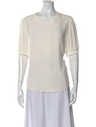 Pre-owned Cinq À Sept Silk Crew Neck Blouse In White
