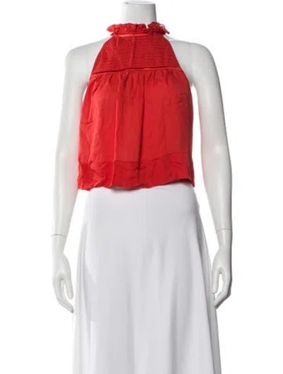 Pre-owned Cinq À Sept Silk Crew Neck Sweater In Red