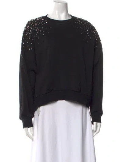 Pre-owned Cinq À Sept Silk Crew Neck Sweatshirt In Black