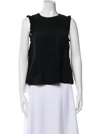 Pre-owned Cinq À Sept Silk Crew Neck Top In Black