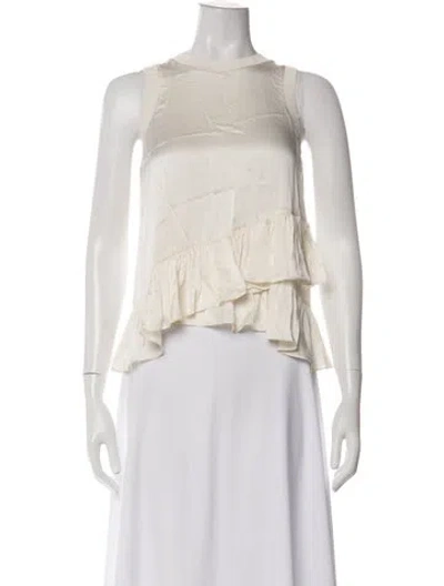 Pre-owned Cinq À Sept Silk Crew Neck Top In Neutrals